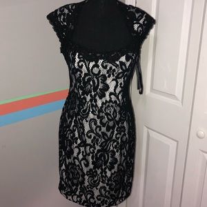 Betsy & Adam Lace Evening Dress